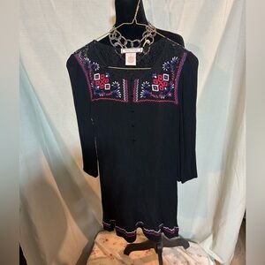 Flying Tomato Black Dress with Colorful Embroidery